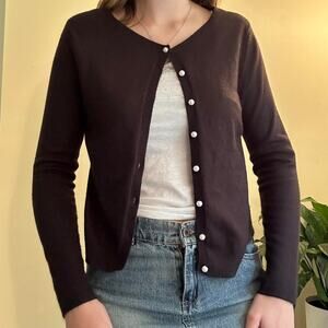 90s apostrophe black cardigan with pearl bead buttons size XS